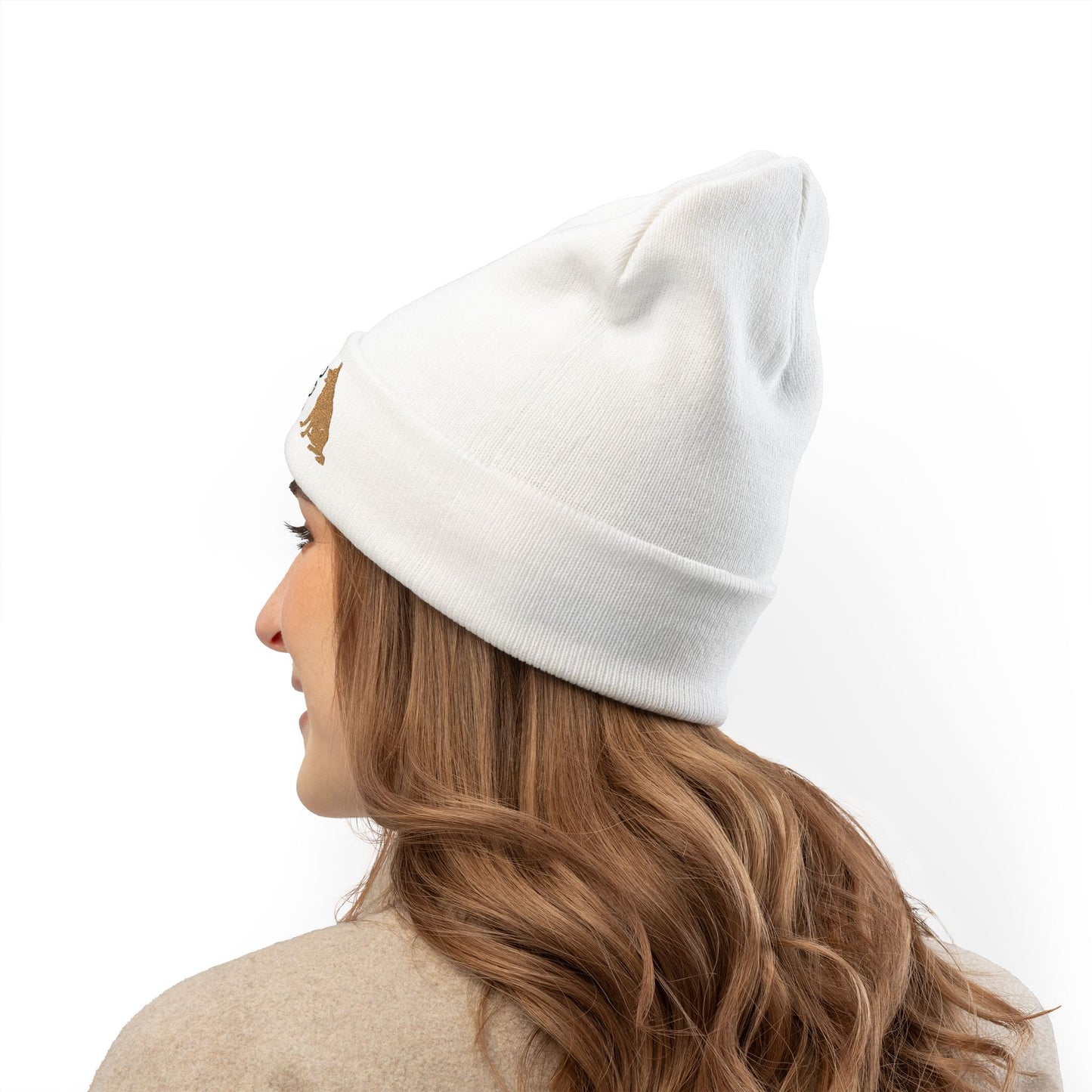 Cozy Dog Lover Knit Beanie with Embroidery - I Love German Shepherd, Winter Hat