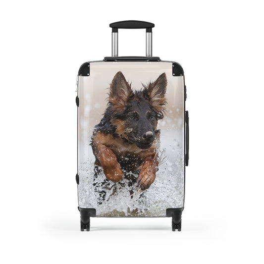 Dog Lover's Suitcase Featuring German Shepherd Jumping In The Water