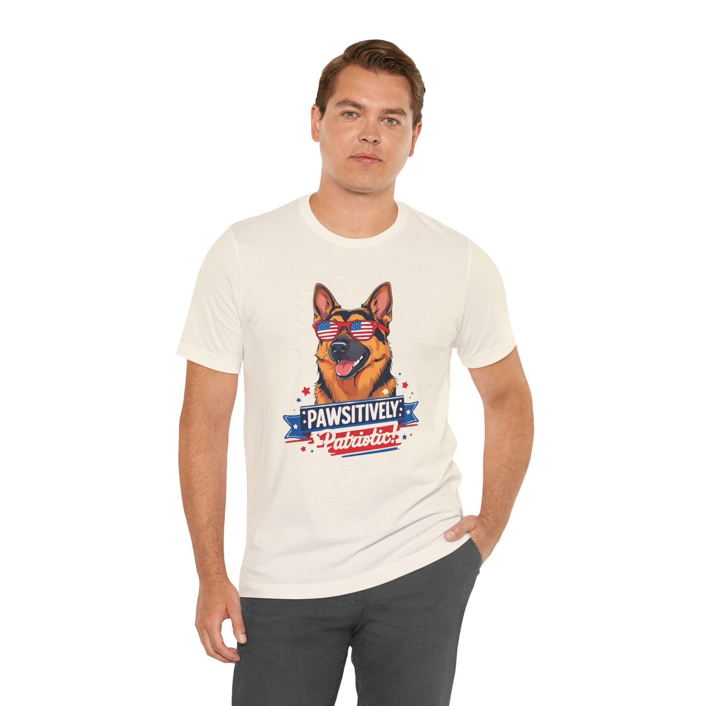 Pawsitively Patriotic German Shepherd Dog Tee, Unisex T-Shirt, Perfect for Summer Celebrations, Pet Lovers Gift, 4th of July Apparel