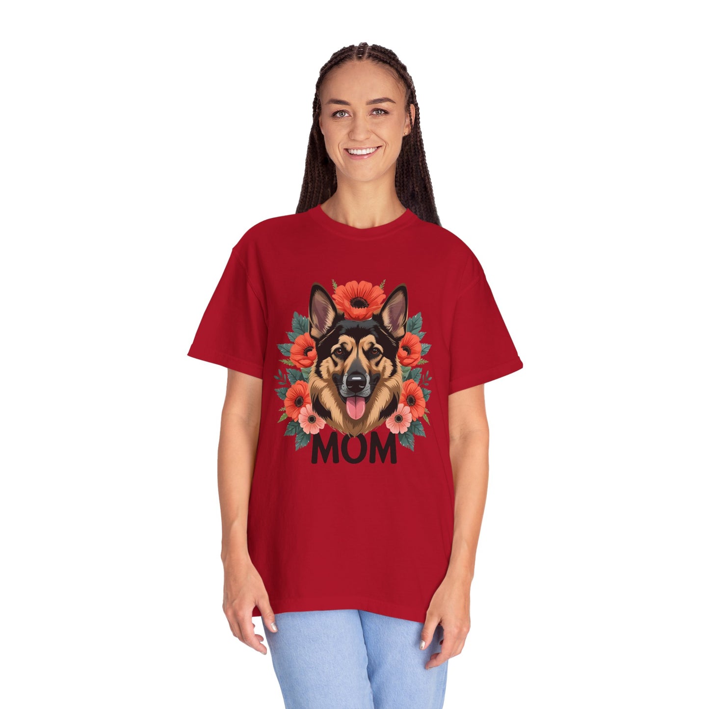 Floral German Shepherd Dog Mom T-Shirt, Perfect Gift for Dog Lovers, Mother’s Day, Birthday, Casual Wear, Comfortable Everyday Tee