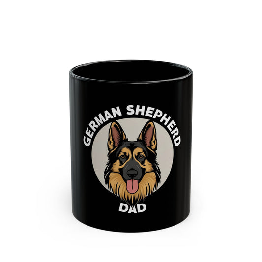 German Shepherd Dad Black Mug - Perfect Gift for Dog Lovers, Pet Owner Collectible, Coffee Cup for Father’s Day, Birthdays, and Holidays