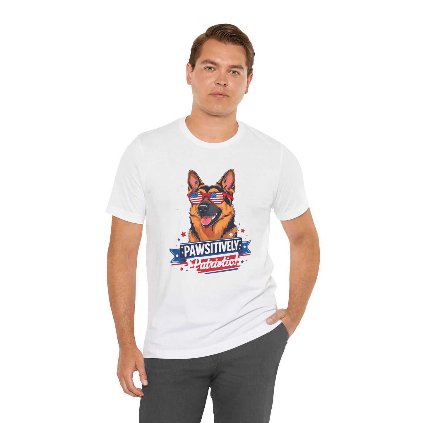 Pawsitively Patriotic German Shepherd Dog Tee, Unisex T-Shirt, Perfect for Summer Celebrations, Pet Lovers Gift, 4th of July Apparel