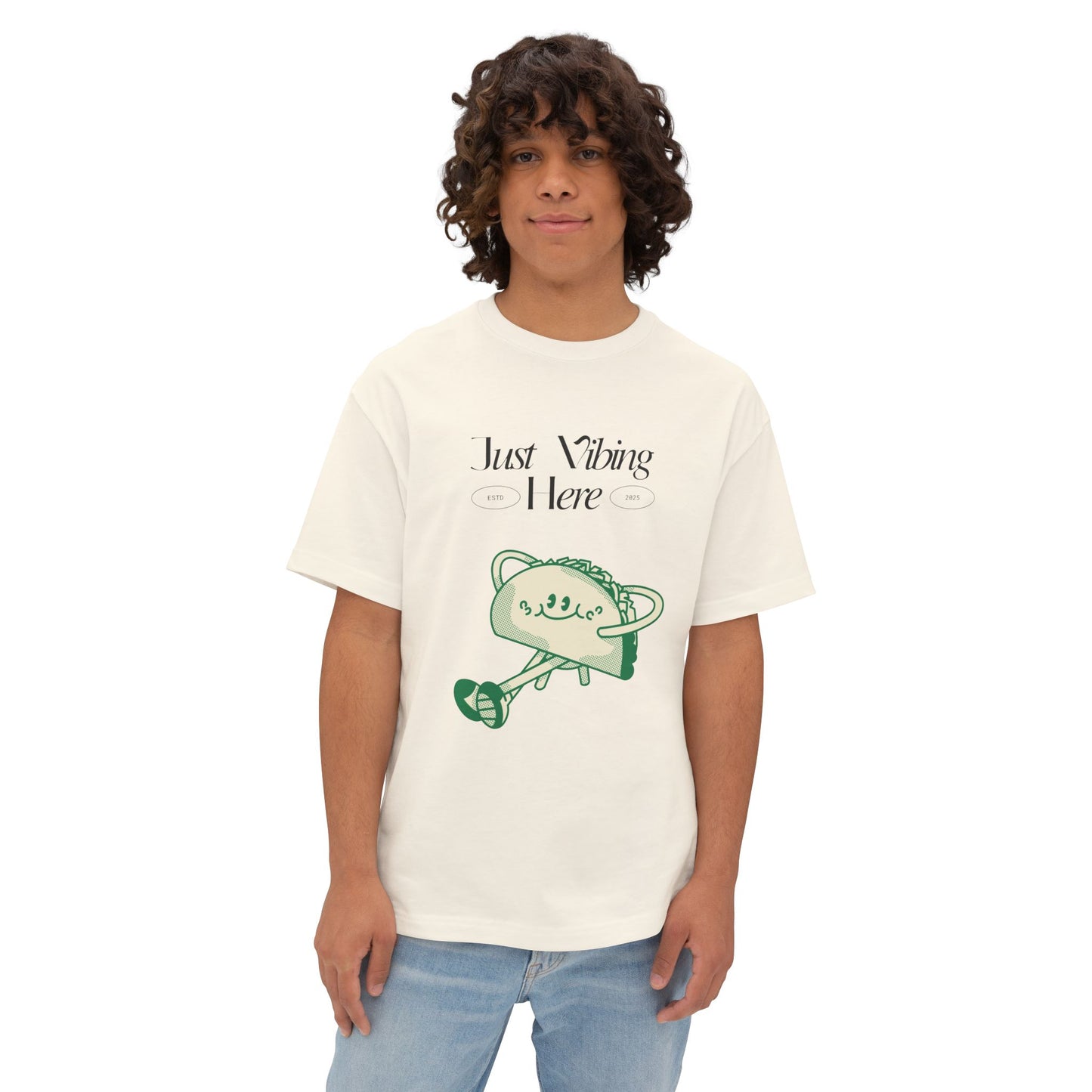 Just Vibing Here Unisex Oversized Tee, Casual Graphic Top, Everyday Wear, Comfortable Summer Shirt, Unique Gift Idea, Relaxed Fit Tee