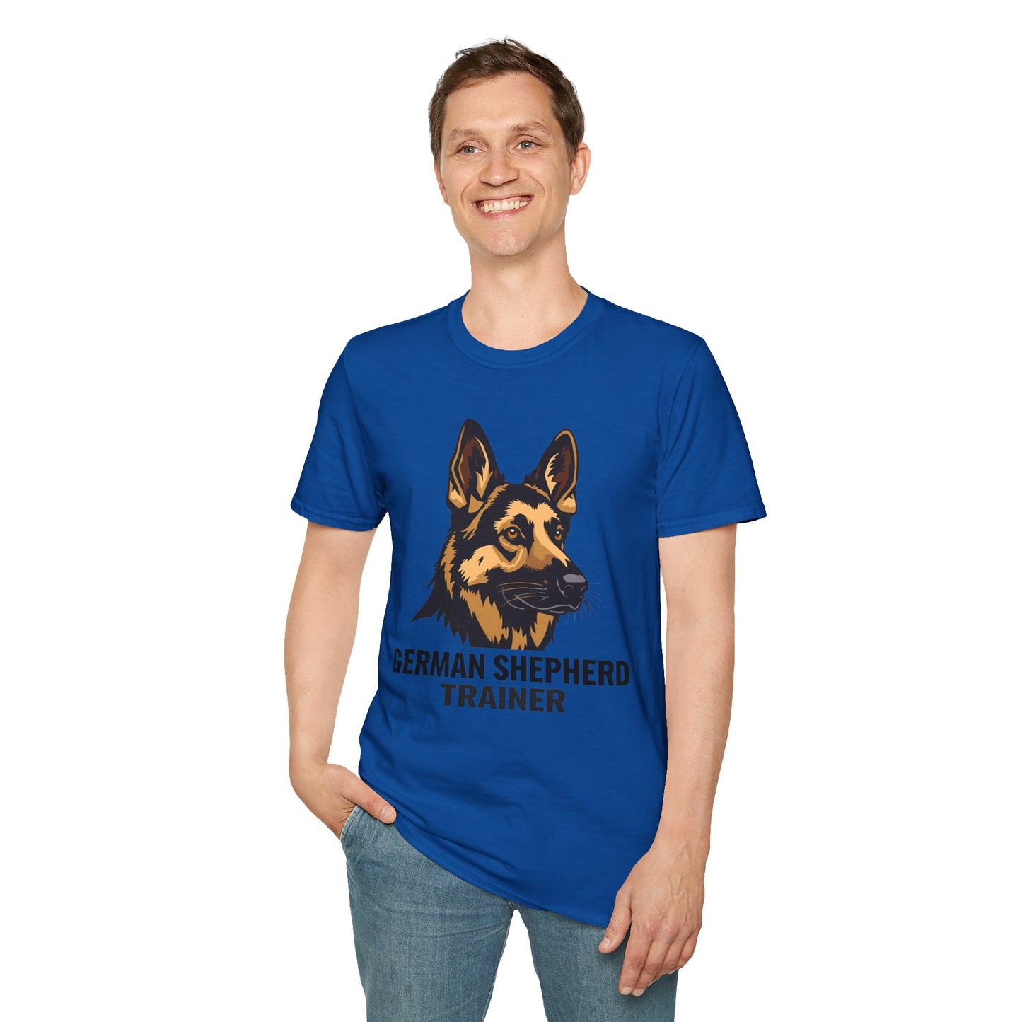 German Shepherd Trainer Unisex Softstyle T-Shirt, Dog Lover Gift, Pet Trainer Apparel