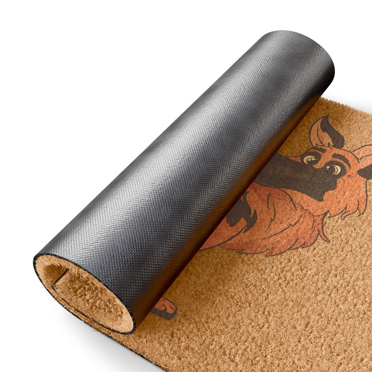 Dog Lovers Doormat Featuring a Cartoon German Shepherd Turning His Head
