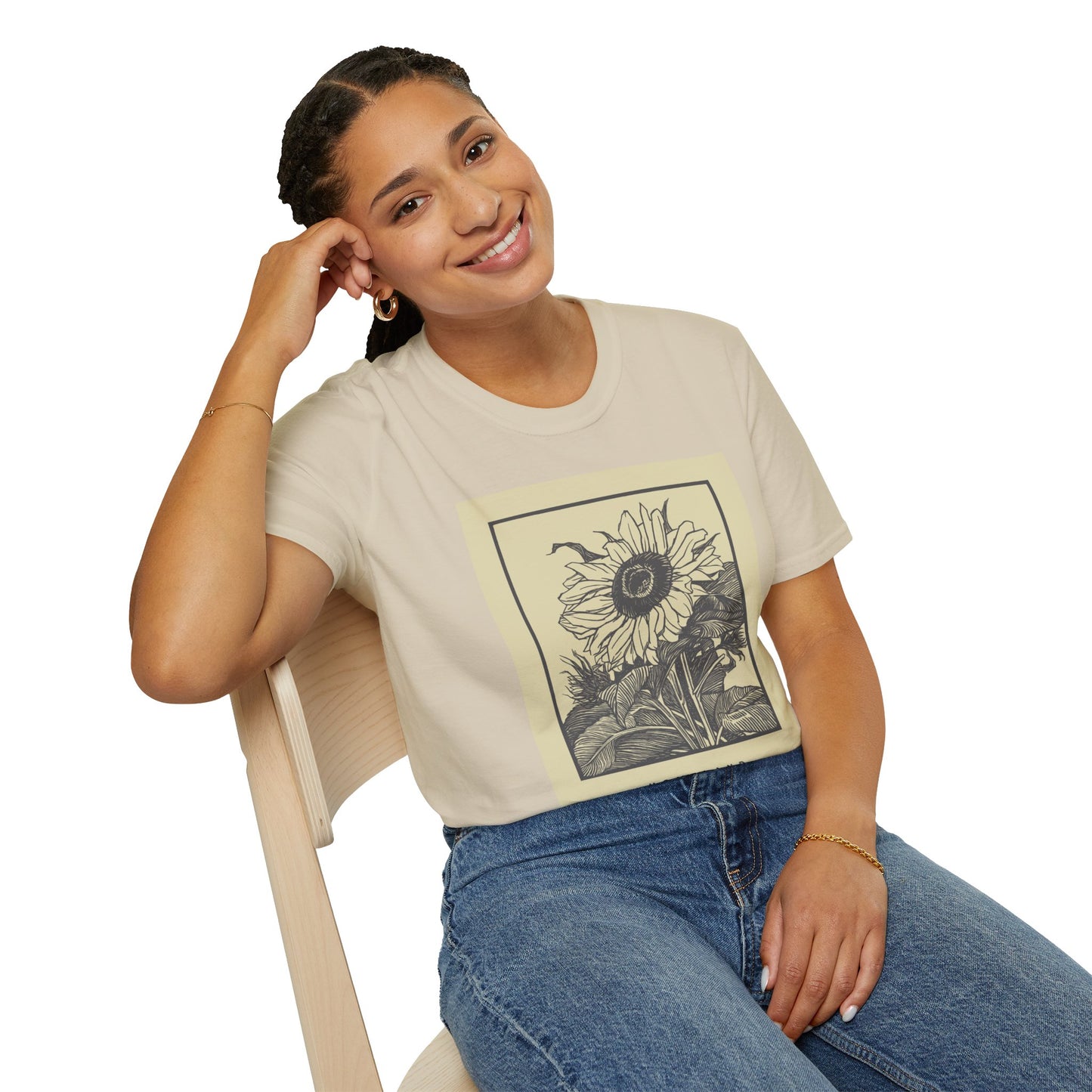 Vintage Sunflower Unisex T-Shirt, Softstyle Tee, Casual Wear, Nature Lover Gift, Summer Fashion, Homelands Design