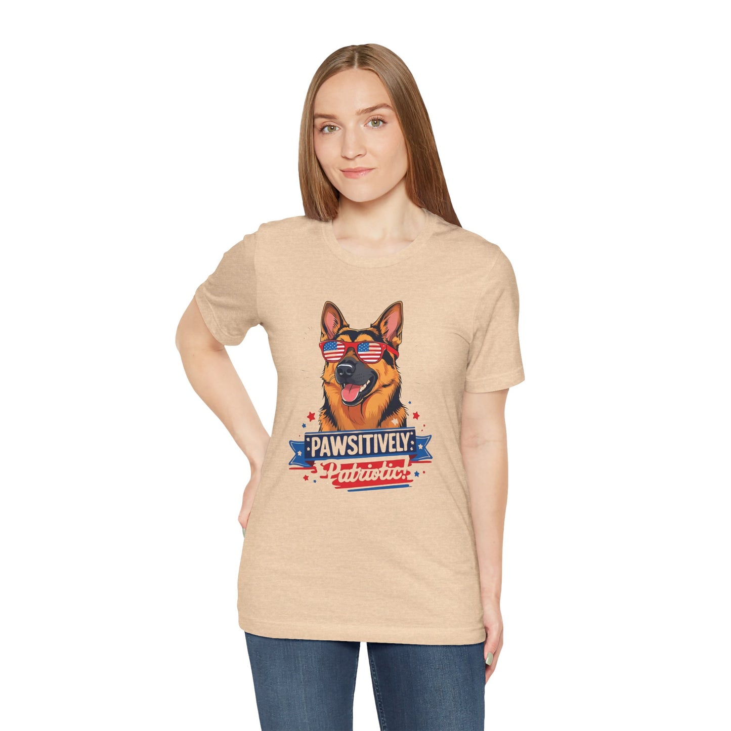 Pawsitively Patriotic German Shepherd Dog Tee, Unisex T-Shirt, Perfect for Summer Celebrations, Pet Lovers Gift, 4th of July Apparel