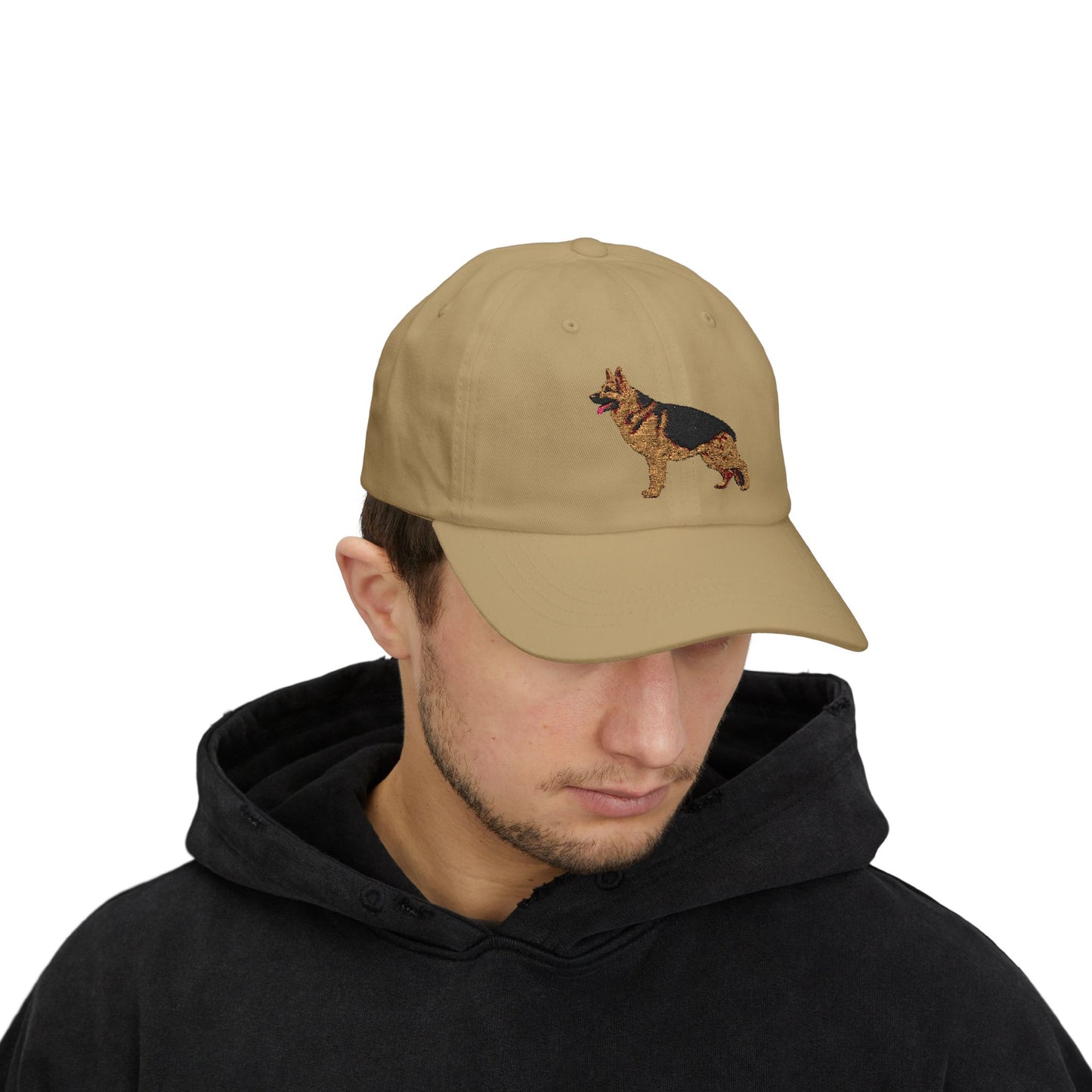 Embroidered Dog Dad Cap - German Shepherd Standing in a Show Stance