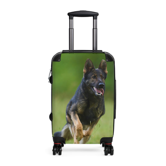 Dog Lovers Suitcase Featuring a Working Line German Shepherd Running On the Grass