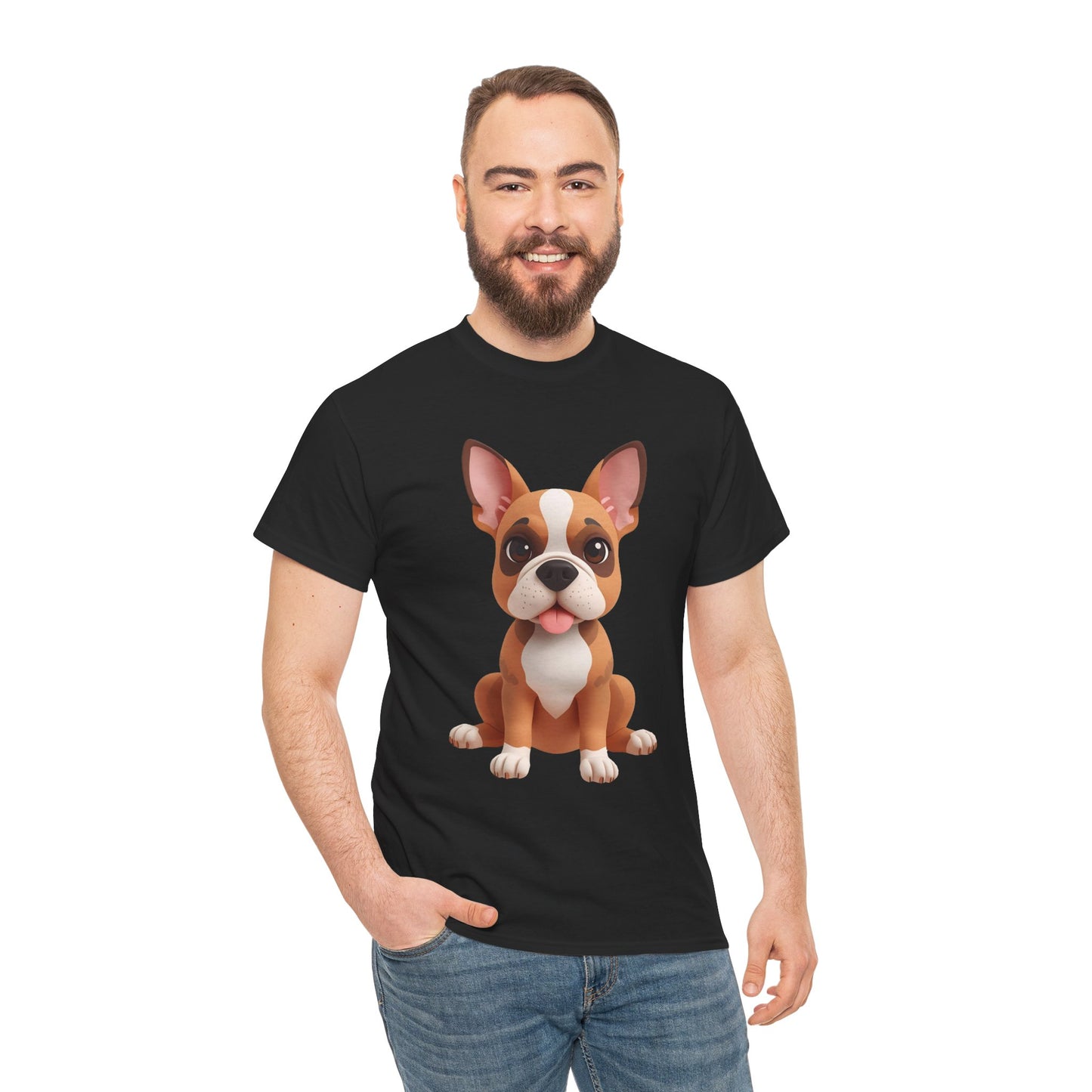 Cute 3D French Bulldog T-Shirt Unisex Heavy Cotton Tee, Dog Lover Gift