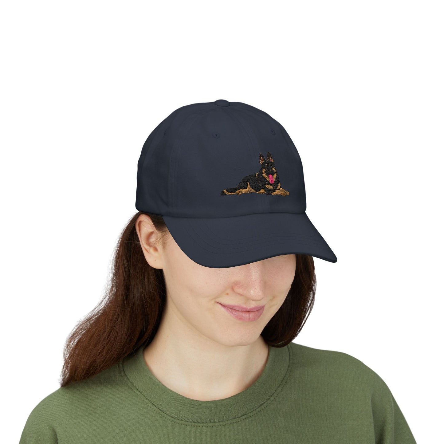 Classic Dad Cap Featuring a Giant Old Fashioned Working Line German Shepherd Embroidered Design