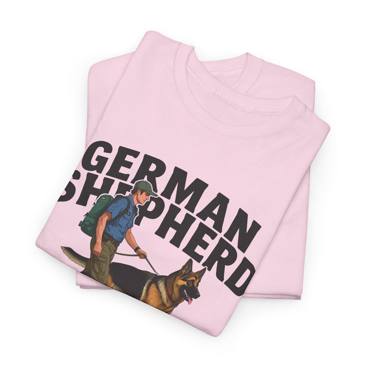 German Shepherd Trainer Tee - Man Holding a German Shepherd | Dog Lover Gift