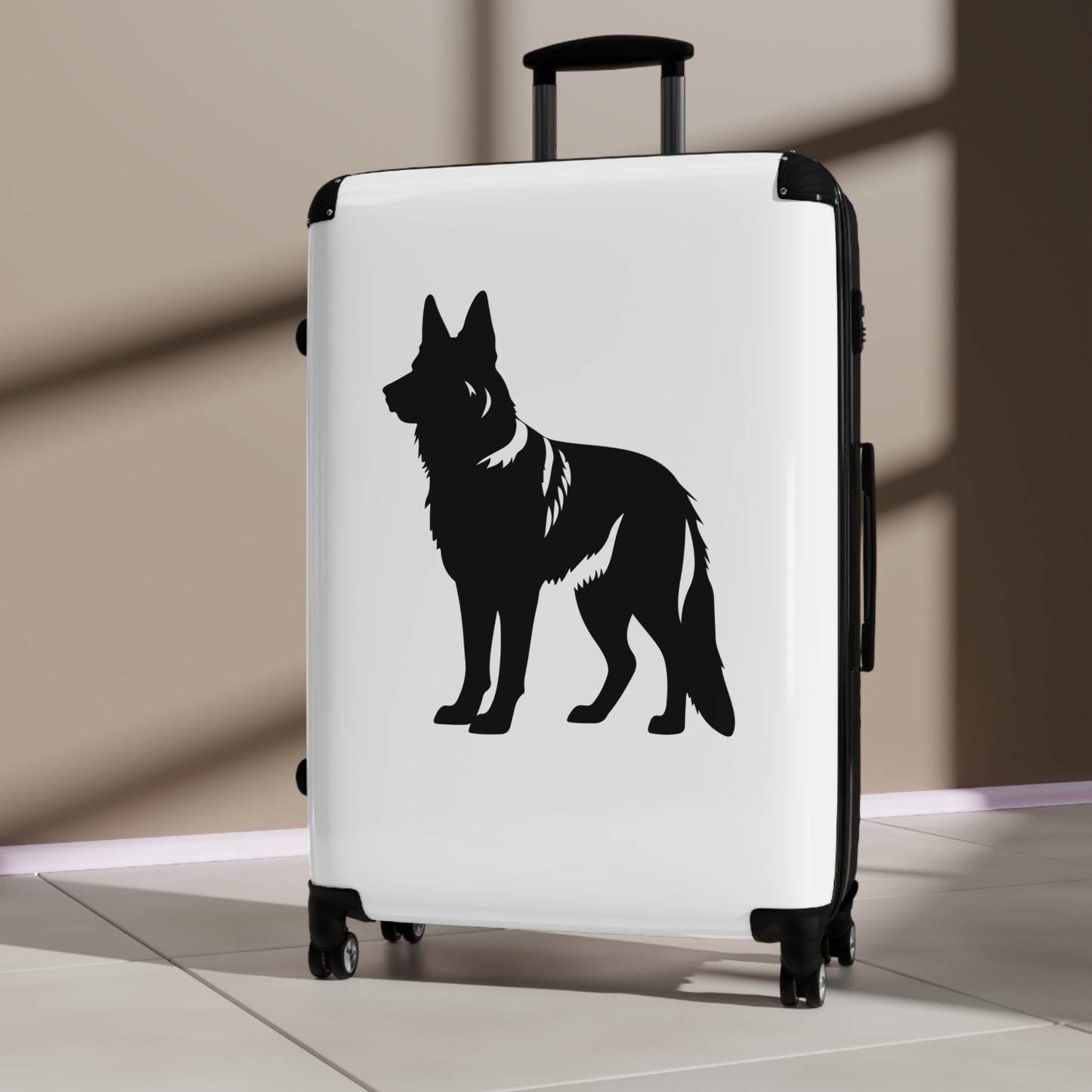 Dog Lover's Suitcase Featuring a Graphic of Black German Shepherd