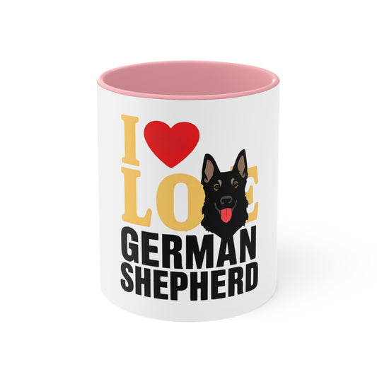 I Love German Shepherd Accent Mug | Dog Lover Gift, Pet Owner Coffee Cup, Unique Animal Mug, Best Friend Present, Birthday Gift