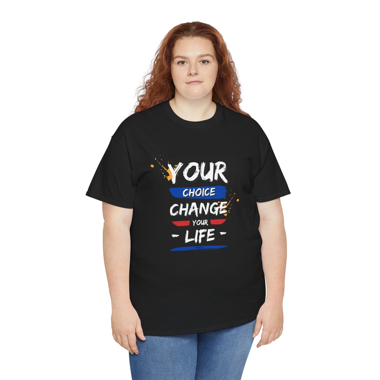 Inspirational Quote Unisex Heavy Cotton Tee - "Your Choice Change For Life", Motivational Shirt, Casual Wear, Gift Idea, Everyday Comfort