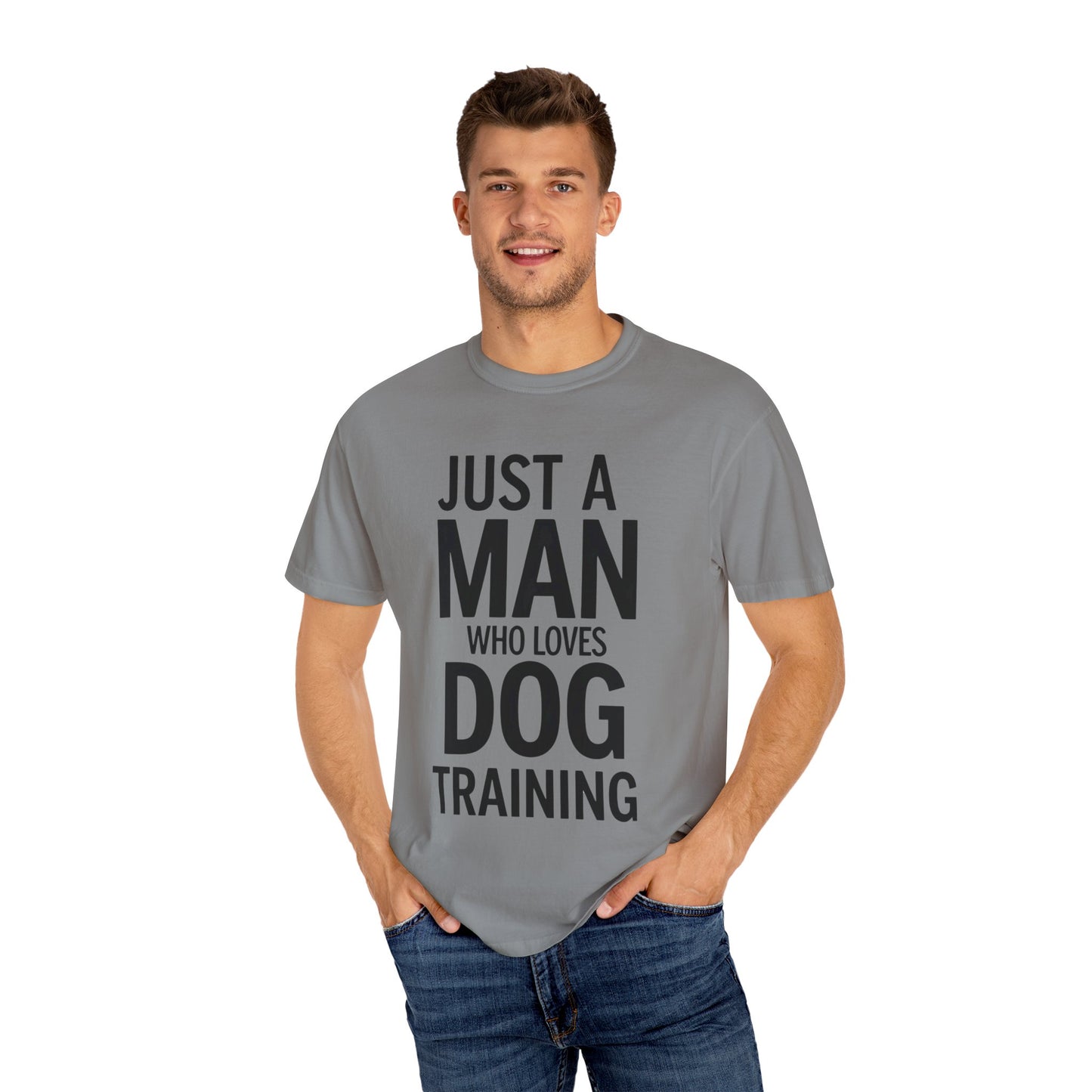 Dog Training Enthusiast T-Shirt - Just a Man Who Loves Dog Training, Pet Lover Gift, Casual Comfort Wear, Dog Owner Apparel, Gift for Dog Lovers