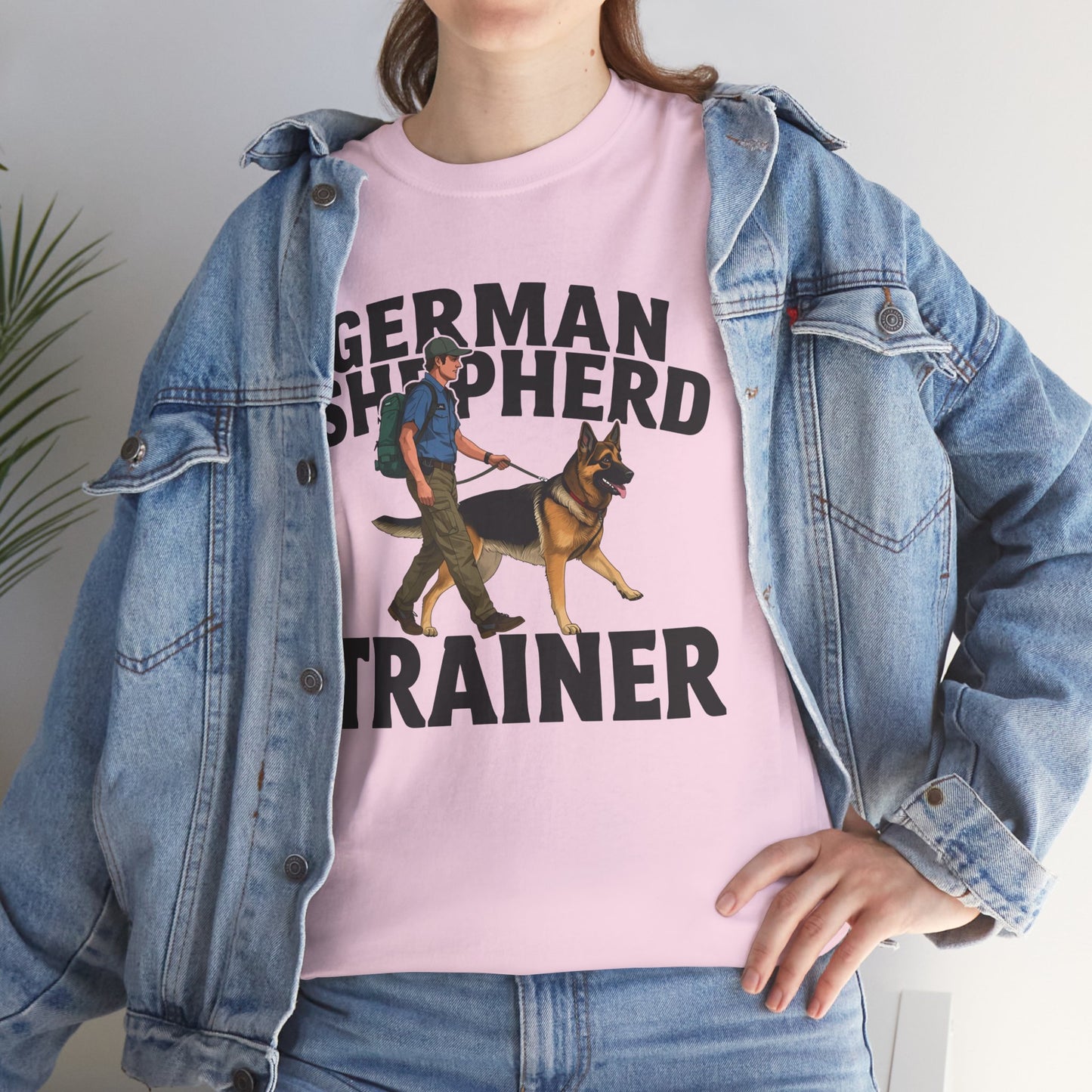 German Shepherd Trainer Tee - Man Holding a German Shepherd | Dog Lover Gift