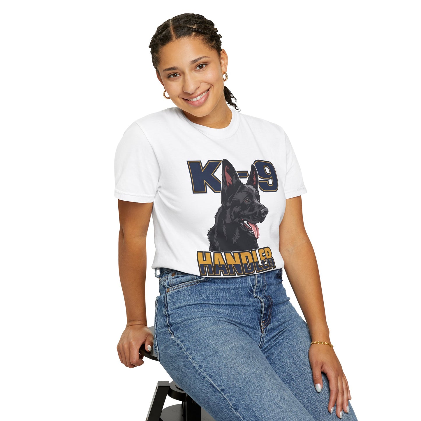 Black German Shepherd K-9 Handler T-Shirt, Garment-Dyed Unisex Tee for Dog Lovers