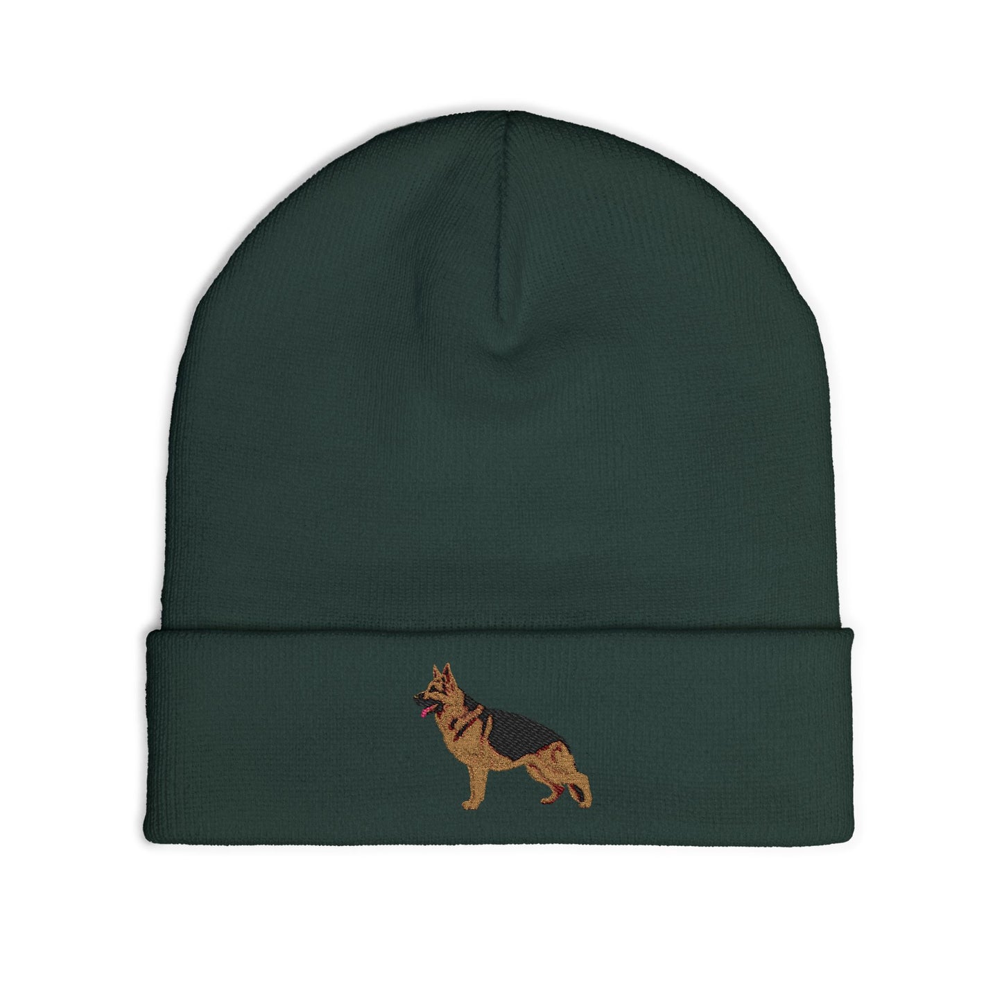 Embroidered Dog Lover Beanie - German Shepherd Standing in a Show Stance | Knit Hat for Pet Owners
