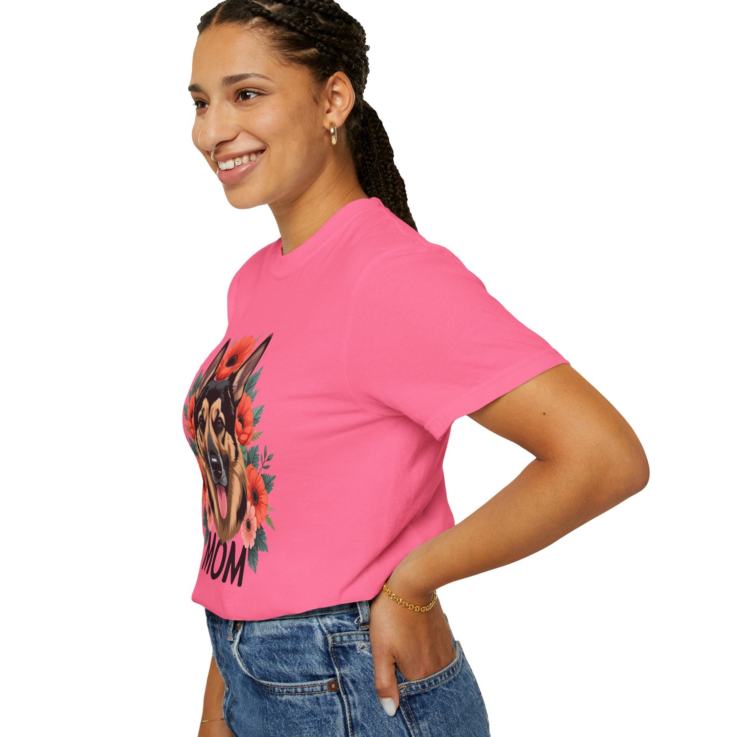 Floral German Shepherd Dog Mom T-Shirt, Perfect Gift for Dog Lovers, Mother’s Day, Birthday, Casual Wear, Comfortable Everyday Tee