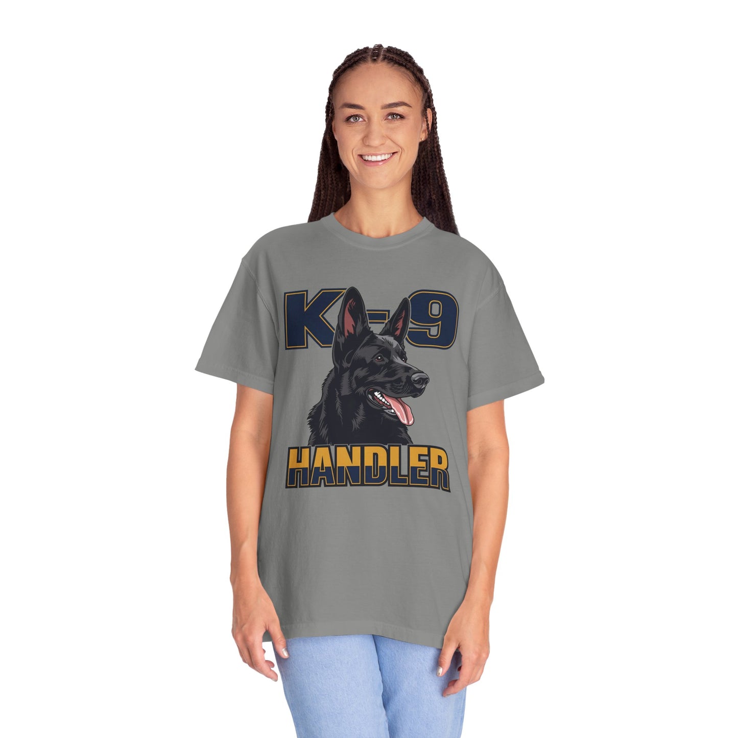 Black German Shepherd K-9 Handler T-Shirt, Garment-Dyed Unisex Tee for Dog Lovers