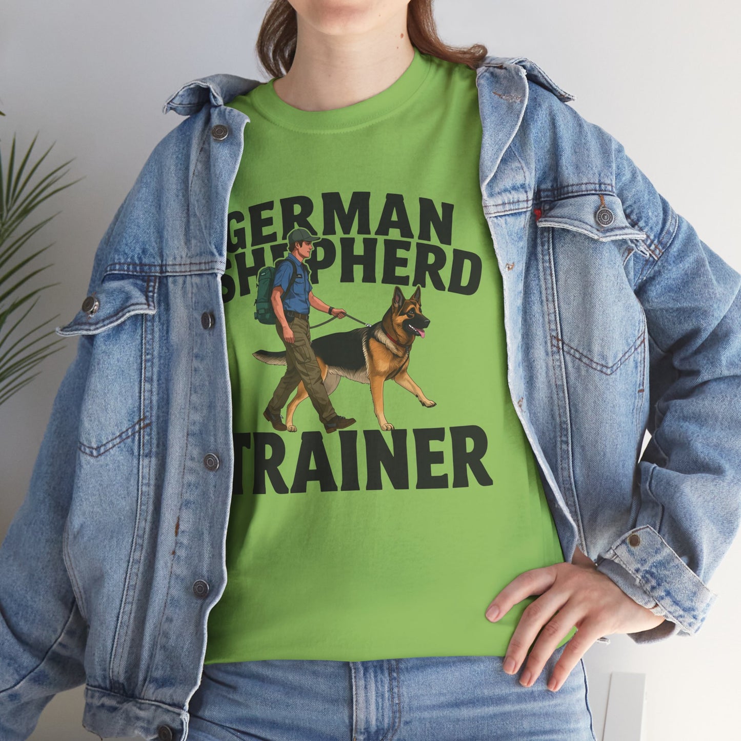 German Shepherd Trainer Tee - Man Holding a German Shepherd | Dog Lover Gift