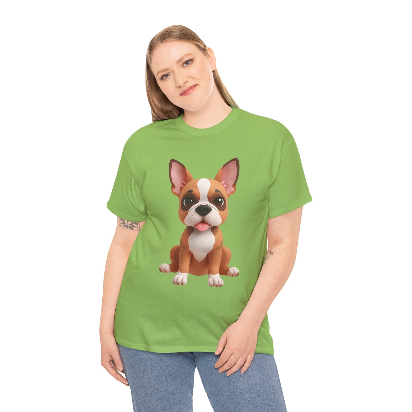 Cute 3D French Bulldog T-Shirt Unisex Heavy Cotton Tee, Dog Lover Gift