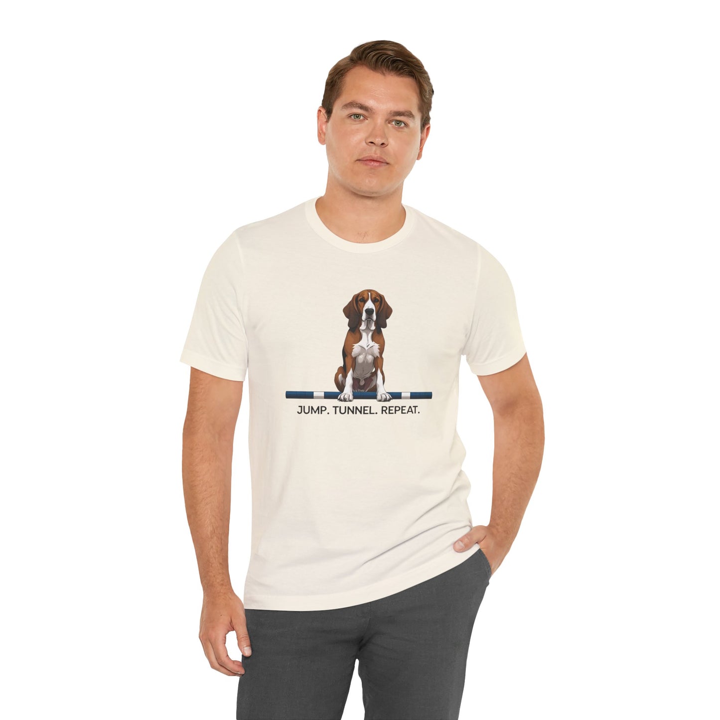 Dog Agility Tee, Fun Pet Lover Shirt, Jump Tunnel Repeat T-Shirt, Dog Enthusiast Apparel, Gift for Dog Owners