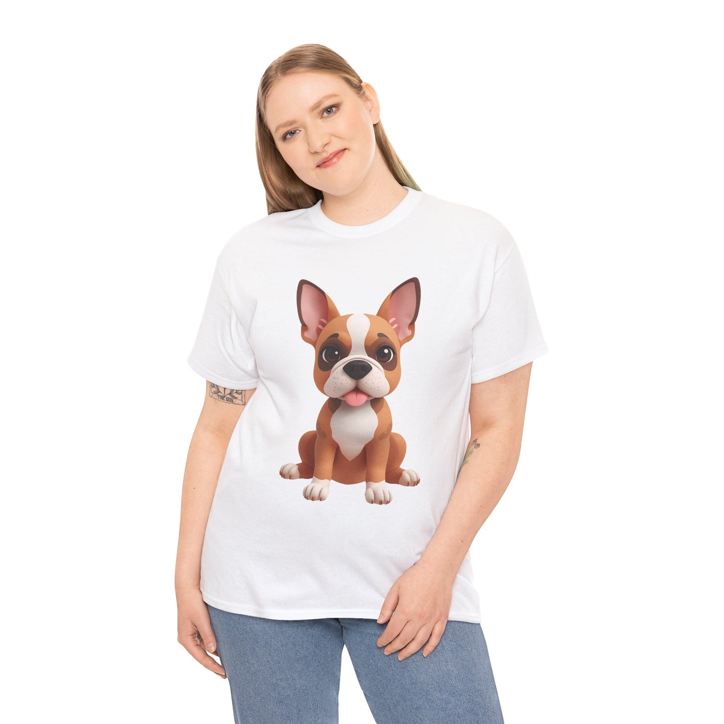 Cute 3D French Bulldog T-Shirt Unisex Heavy Cotton Tee, Dog Lover Gift