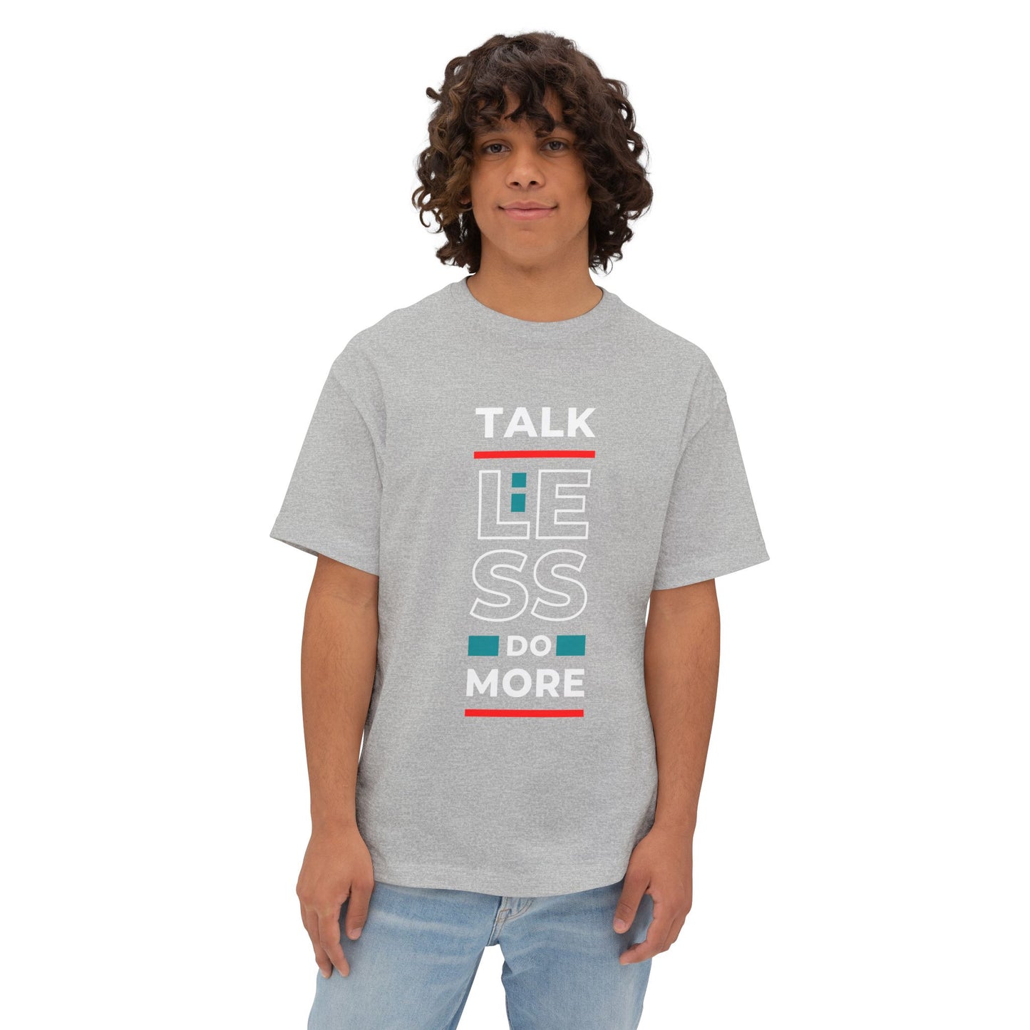 Unisex Oversized Boxy Tee - Motivational Talk Less Do More Shirt, Casual Wear, Everyday Style, Gift for Friends, Comfortable Tee