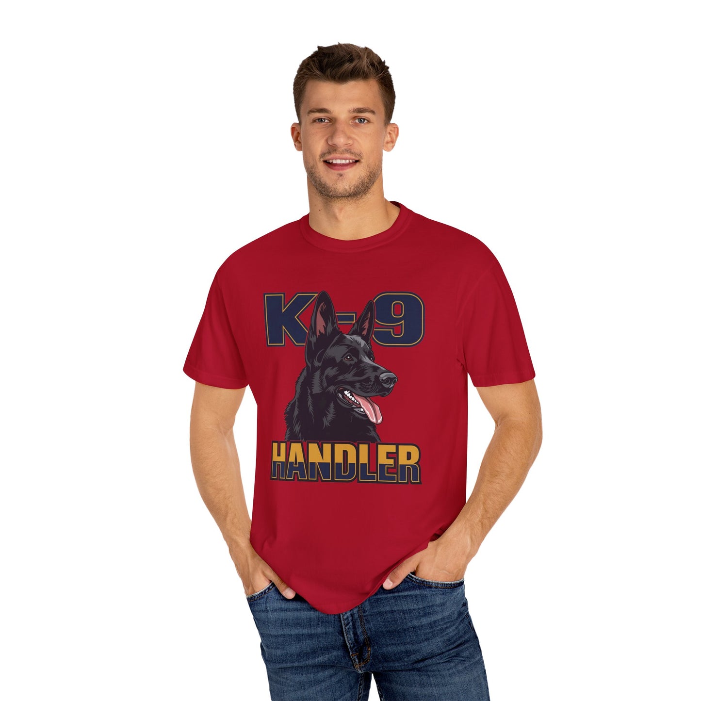 Black German Shepherd K-9 Handler T-Shirt, Garment-Dyed Unisex Tee for Dog Lovers