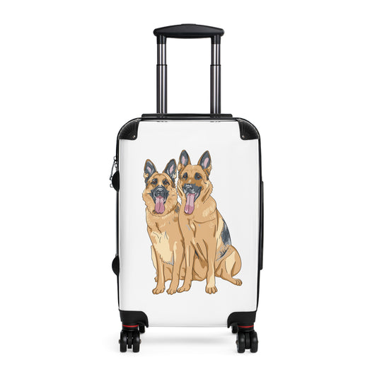 Dog Lover Suitcase Featuring Two German Shepherds Sloppily Sitting