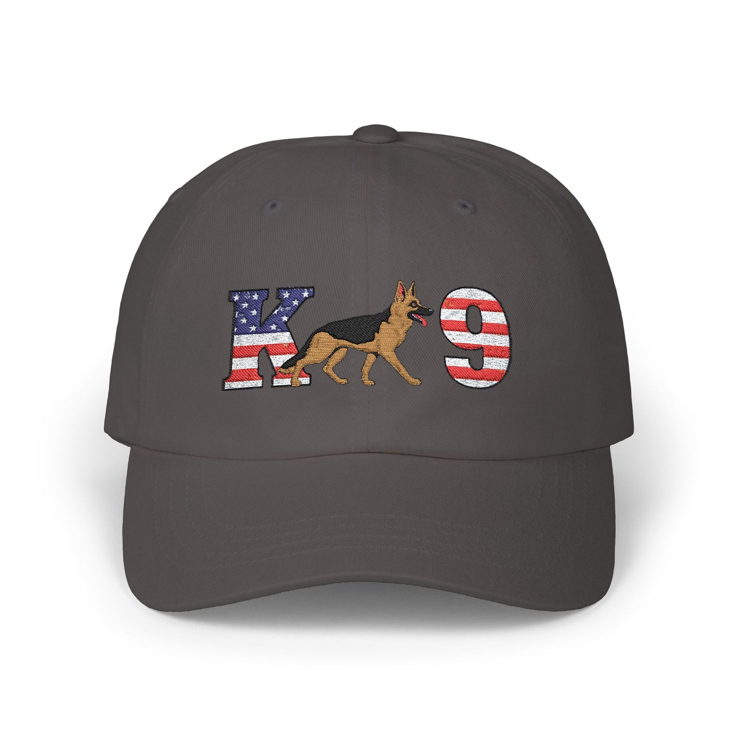 Patriotic K9 German Shepherd Dad Cap - USA Flag Design on K and 9 | Adjustable Baseball Hat | Gift for Dog Lovers