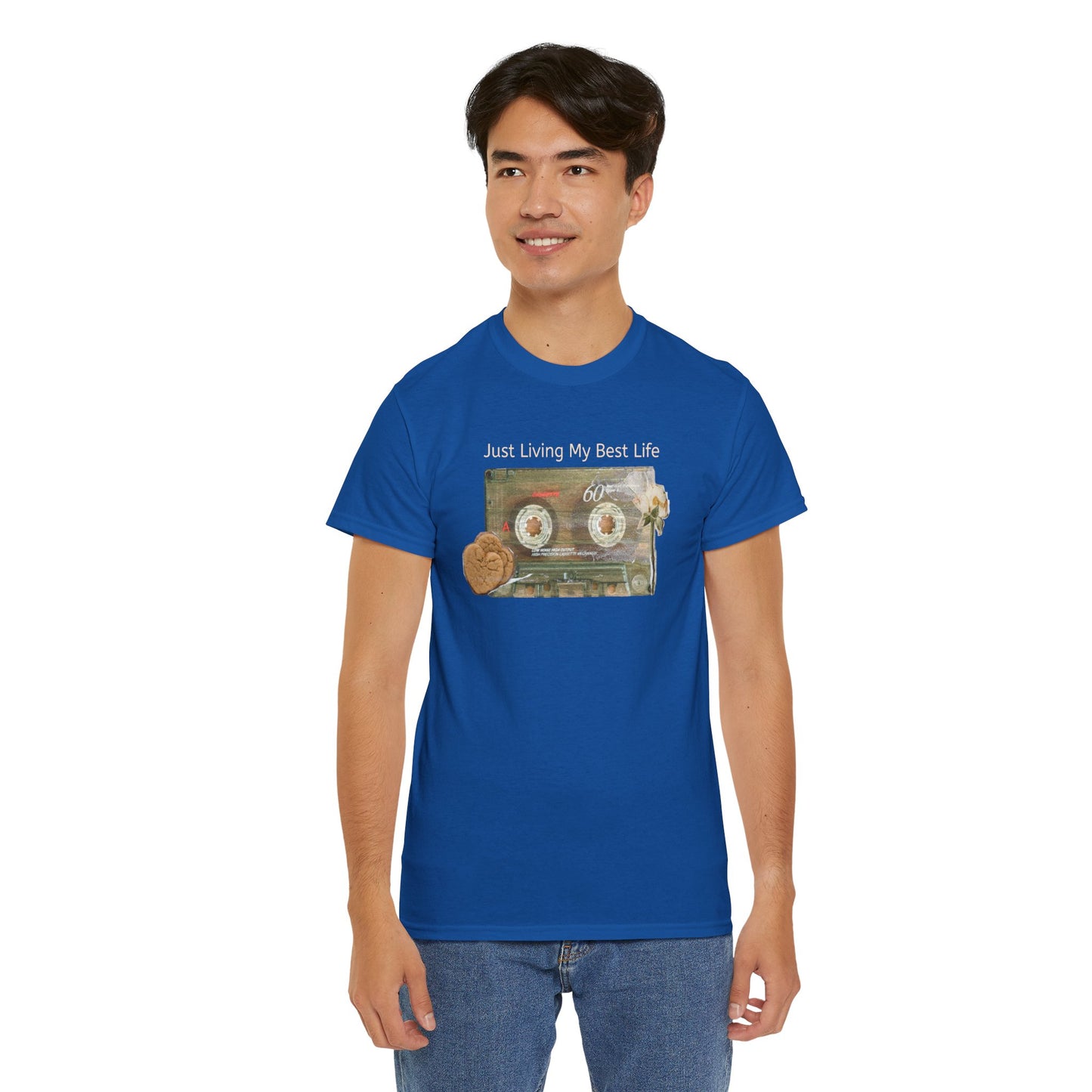 Just Living My Best Life Tee, Vintage Cassette T-Shirt, Casual Wear, Gift for Friends, Music Lover's Apparel