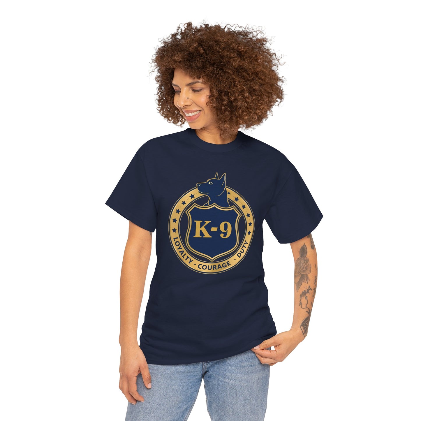 K-9 Police Unisex Heavy Cotton Tee - Loyalty Courage Duty | Dog Lover Gift, Law Enforcement Apparel, Dog Training Shirt