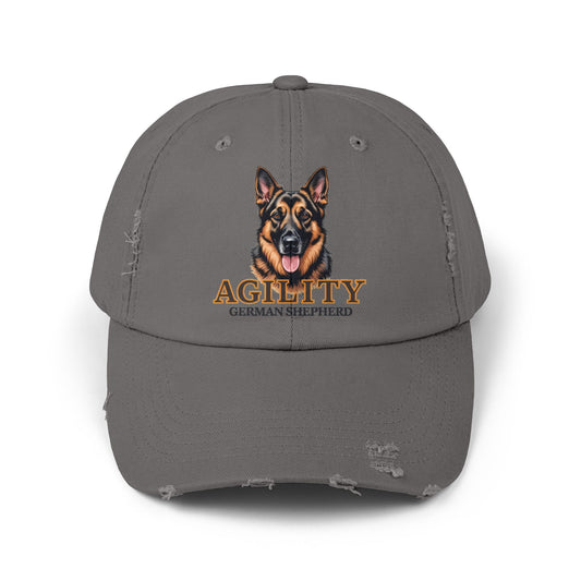 German Shepherd Agility Cap, Distressed Unisex Baseball Hat, Dog Lover Gift, Pet Training Accessory, Outdoor Sports Apparel