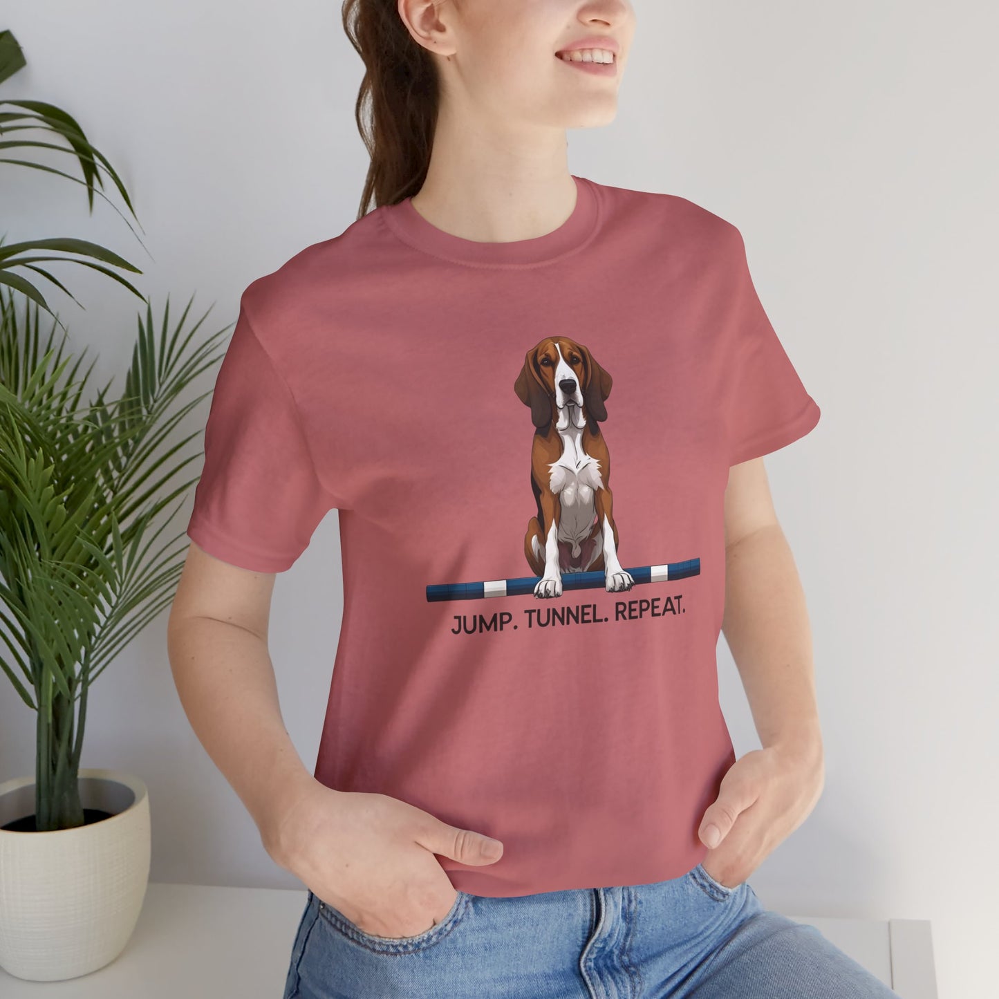 Dog Agility Tee, Fun Pet Lover Shirt, Jump Tunnel Repeat T-Shirt, Dog Enthusiast Apparel, Gift for Dog Owners