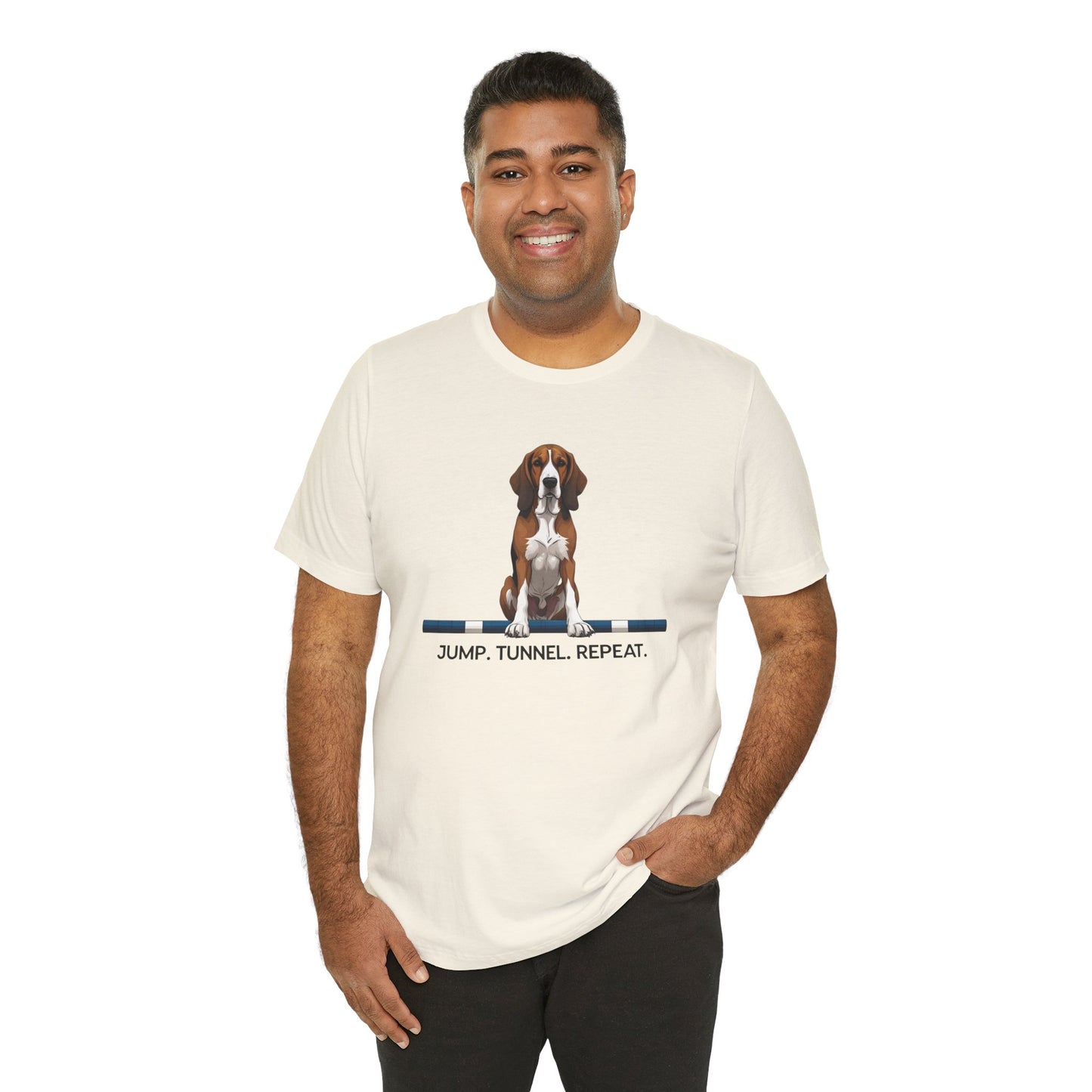 Dog Agility Tee, Fun Pet Lover Shirt, Jump Tunnel Repeat T-Shirt, Dog Enthusiast Apparel, Gift for Dog Owners