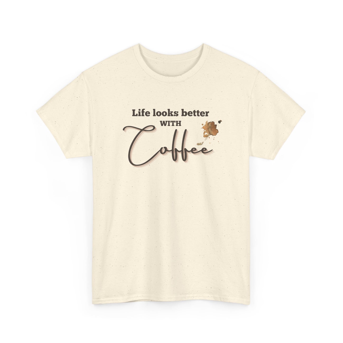 Life Looks Better with Coffee Tee | Unisex Cotton Tee for Coffee Lovers, Gift for Birthdays, Anniversaries, Casual Wear, Coffee-themed