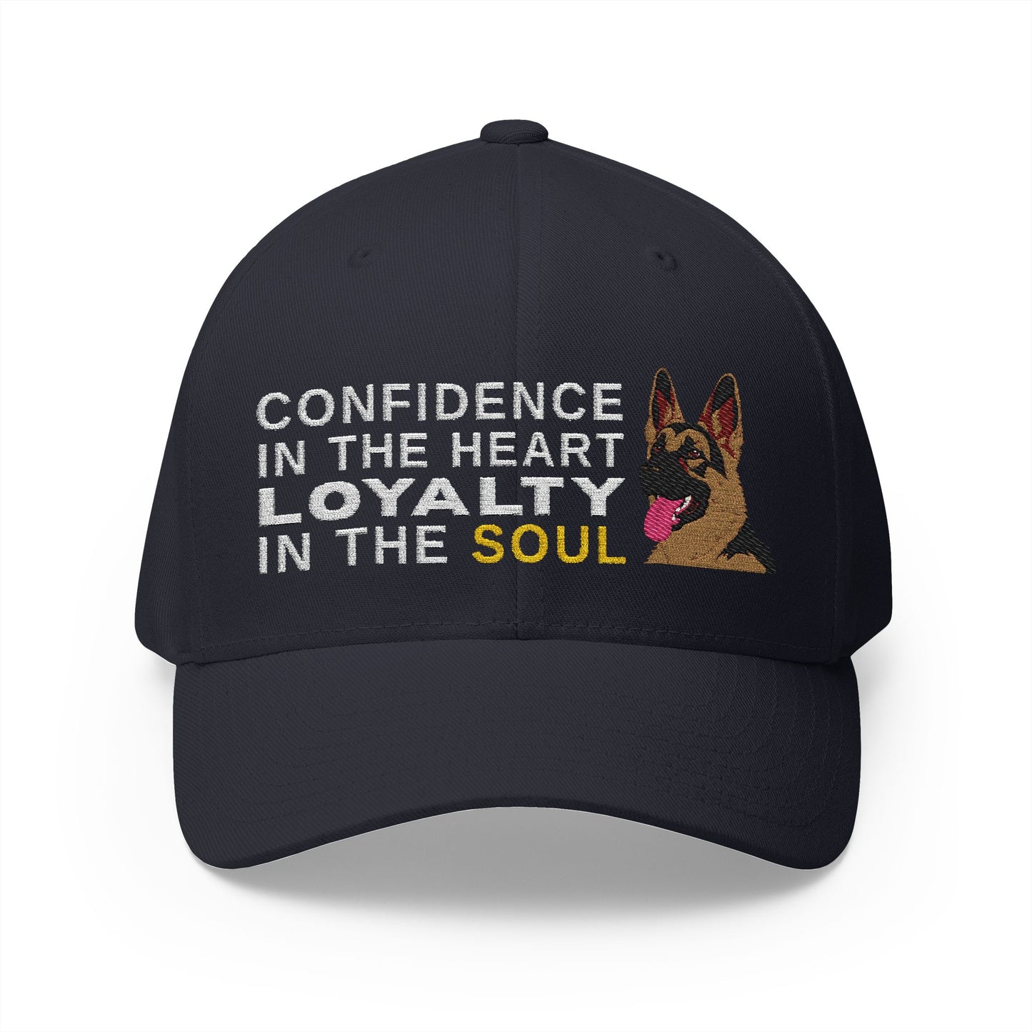 German Shepherd Closed-Back Structured Embroidered Structured Cap  - Courage in the Heart, Loyalty in the Soul