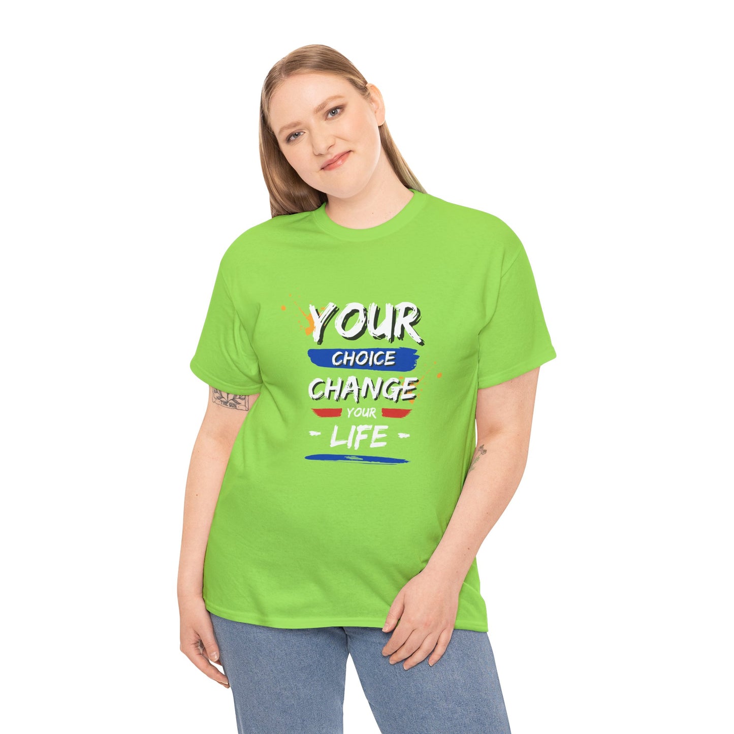 Inspirational Quote Unisex Heavy Cotton Tee - "Your Choice Change For Life", Motivational Shirt, Casual Wear, Gift Idea, Everyday Comfort