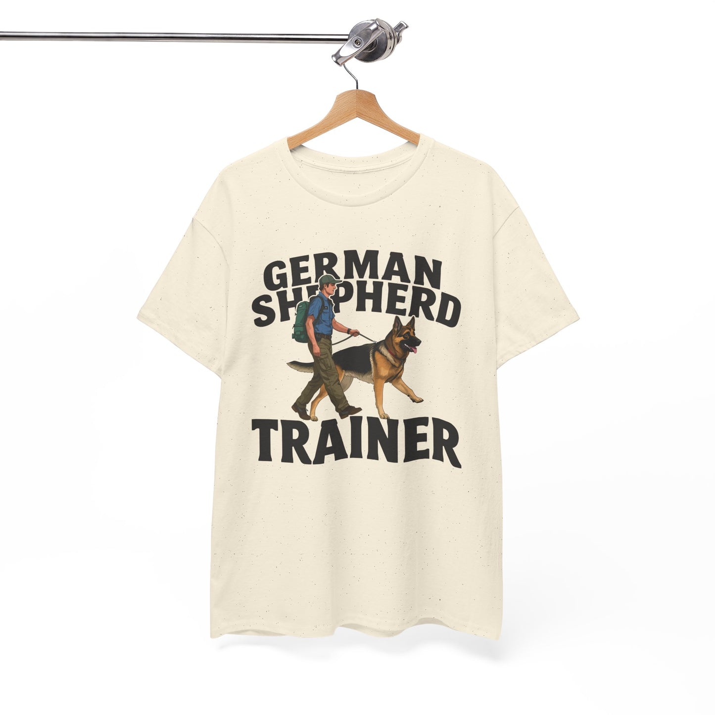German Shepherd Trainer Tee - Man Holding a German Shepherd | Dog Lover Gift