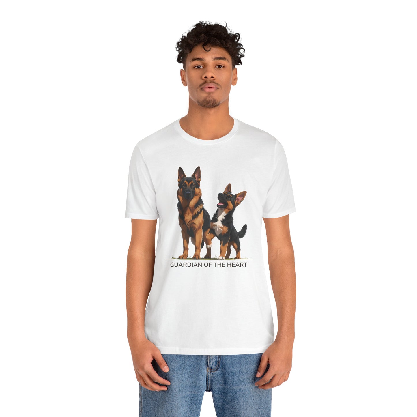 German Shepherd and Puppy Tee - Guardian of the Heart, Gifting for Pet Owners, Cute Graphic Shirt, Perfect for Birthdays, Dog-Themed Apparel