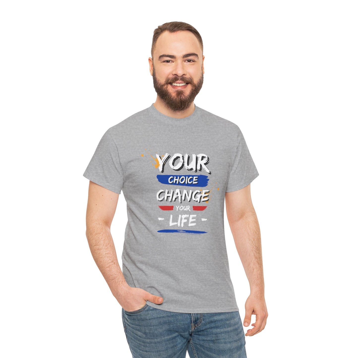 Inspirational Quote Unisex Heavy Cotton Tee - "Your Choice Change For Life", Motivational Shirt, Casual Wear, Gift Idea, Everyday Comfort