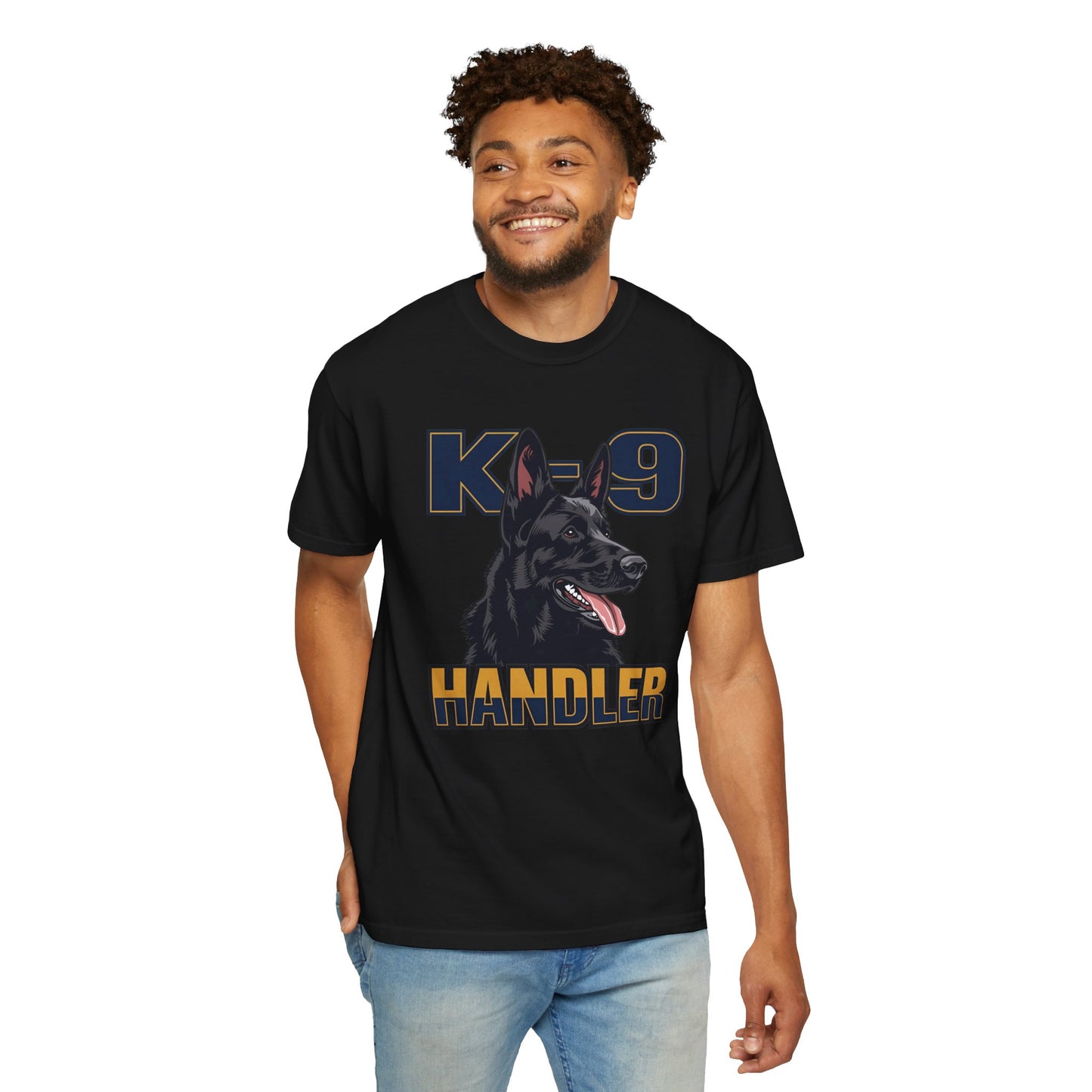 Black German Shepherd K-9 Handler T-Shirt, Garment-Dyed Unisex Tee for Dog Lovers