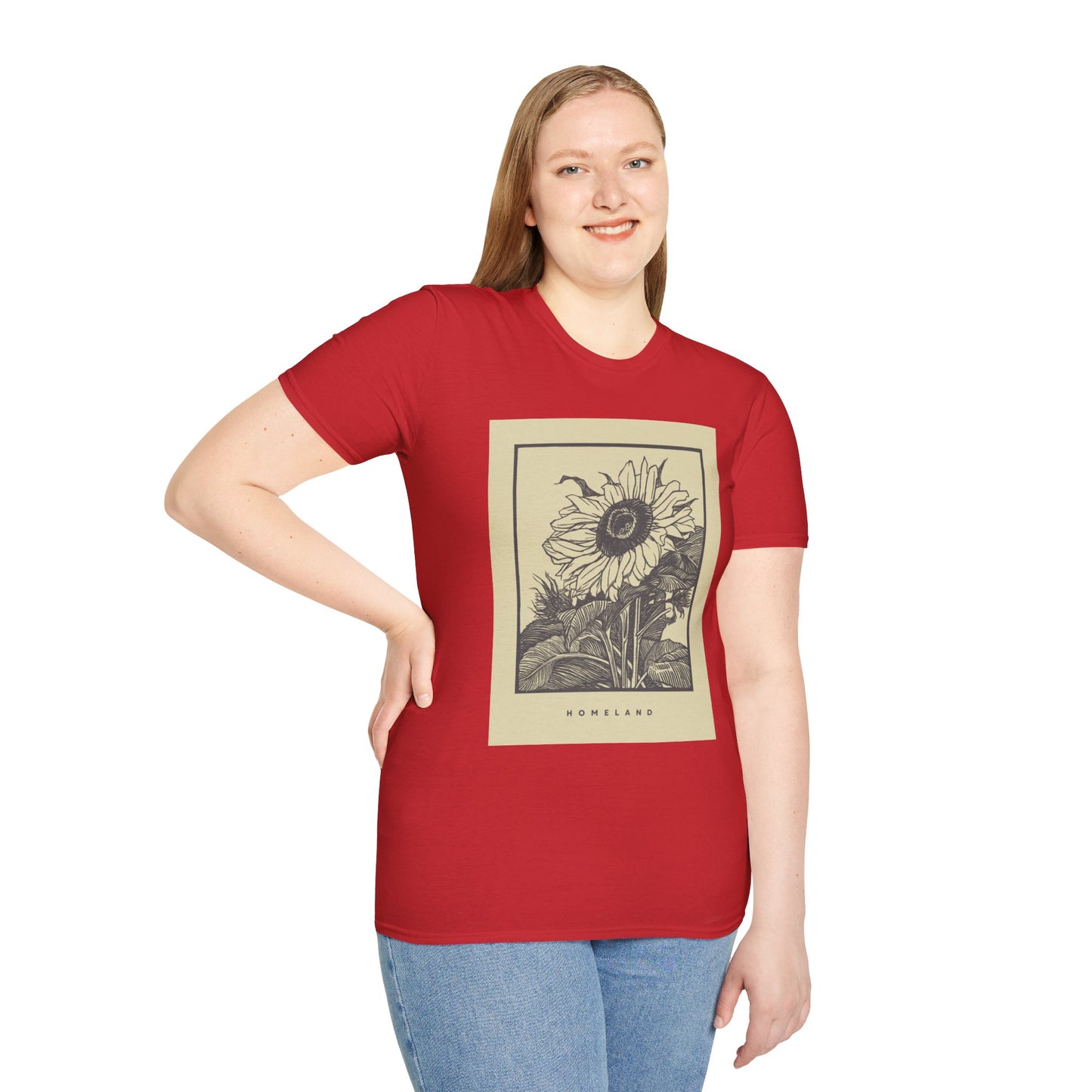 Vintage Sunflower Unisex T-Shirt, Softstyle Tee, Casual Wear, Nature Lover Gift, Summer Fashion, Homelands Design