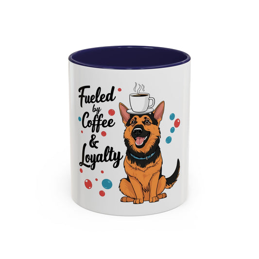 Dog Lover's Accent Coffee Mug | Fueled by Coffee & Loyalty | Gift for Pet Owners, Dog Lovers, Coffee Addicts, Animal Themed Drinkware