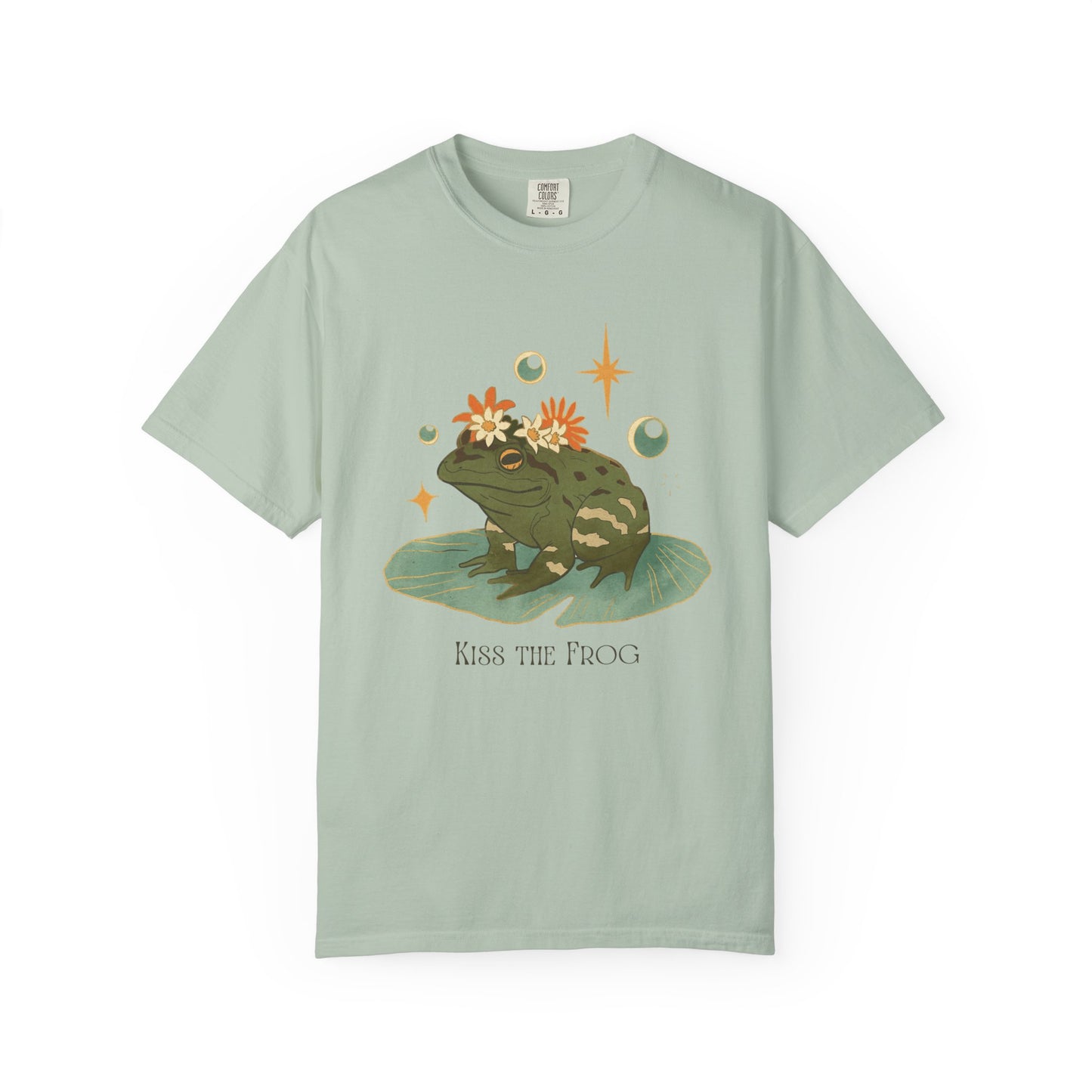 Kiss the Frog T-Shirt, Garment-Dyed Unisex Tee, Fun Gift for Nature Lovers, Cute Frog Graphic T-Shirt, Ideal for Casual Outings
