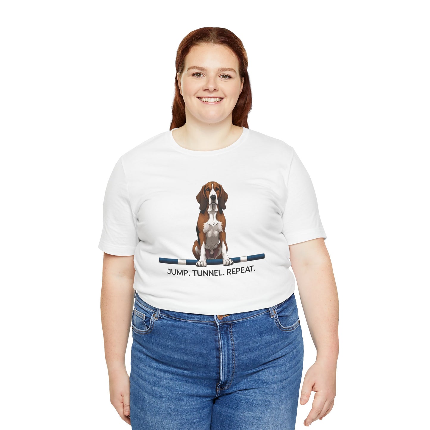 Dog Agility Tee, Fun Pet Lover Shirt, Jump Tunnel Repeat T-Shirt, Dog Enthusiast Apparel, Gift for Dog Owners