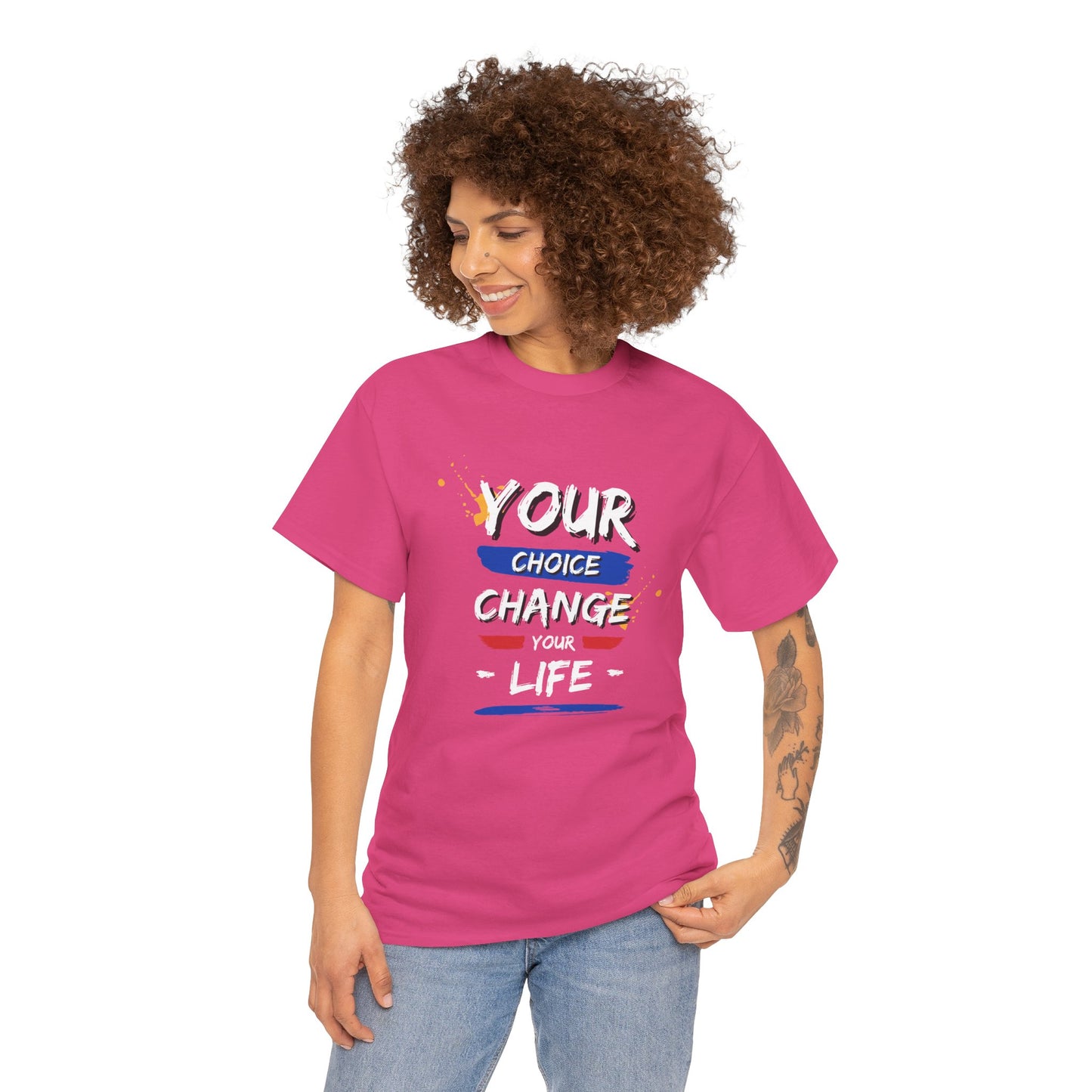 Inspirational Quote Unisex Heavy Cotton Tee - "Your Choice Change For Life", Motivational Shirt, Casual Wear, Gift Idea, Everyday Comfort